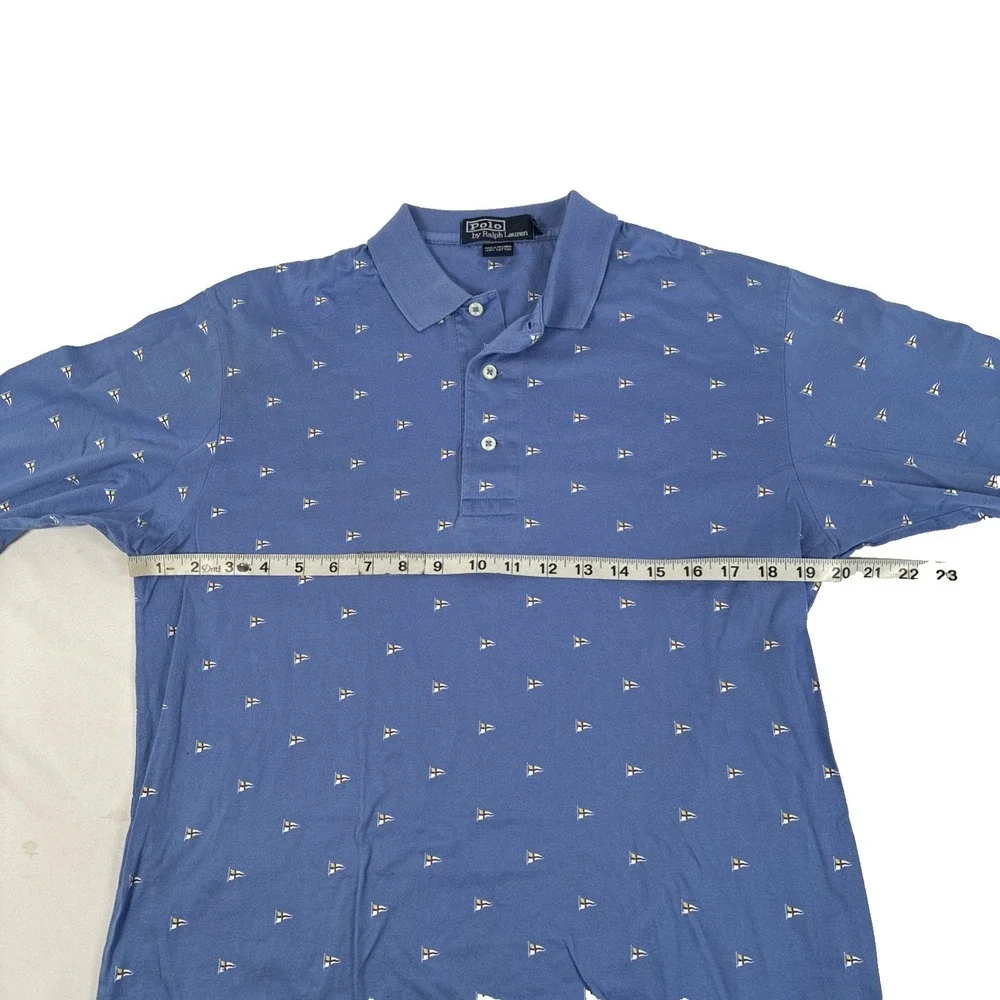 Mens Polo Ralph Lauren Short Sleeve Polo Shirt Size Small Flag Print Cotton